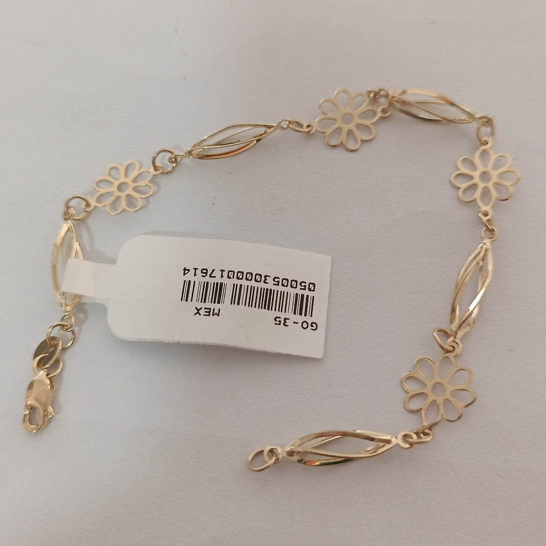 PULSERA ESPECIAL CON FLORES 14K 18 CM 2.7 GR (NUEVO)