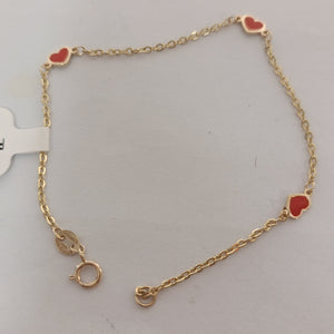 PULSERA ESPECIAL CON CORAZONES 14K 18 CM 1.3 GR (NUEVO)