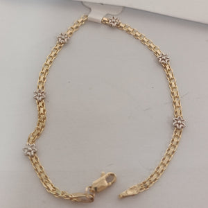 PULSERA ESPECIAL C FLORES 14K 18 CM 3 GR (NUEVO)