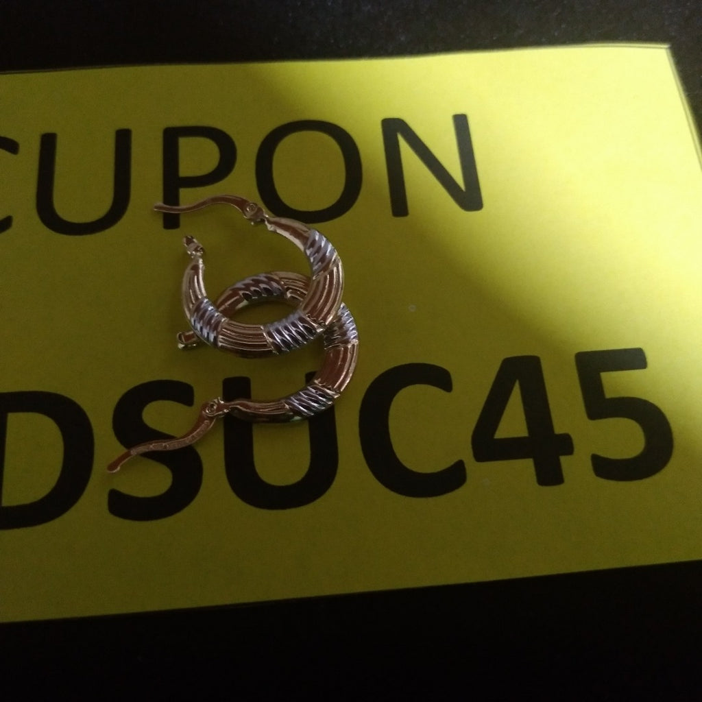 ARETES TEJIDO ARRACADAS COMBINADAS HUECAS 14K 2 GR (NUEVO)