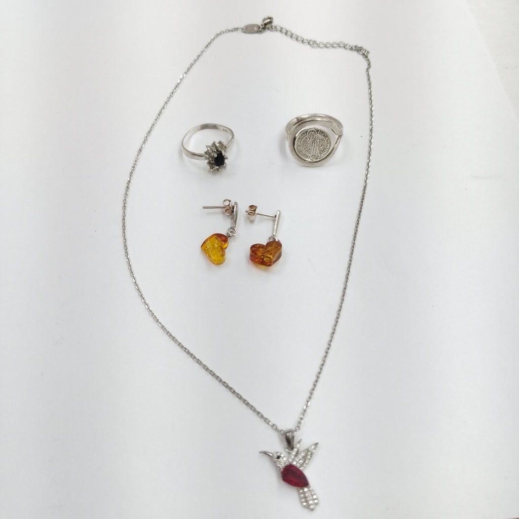 ANILLITO,ARETES PAR,CADENA,DIJE PLATA 14,00 GRMS (SEMINUEVO)
