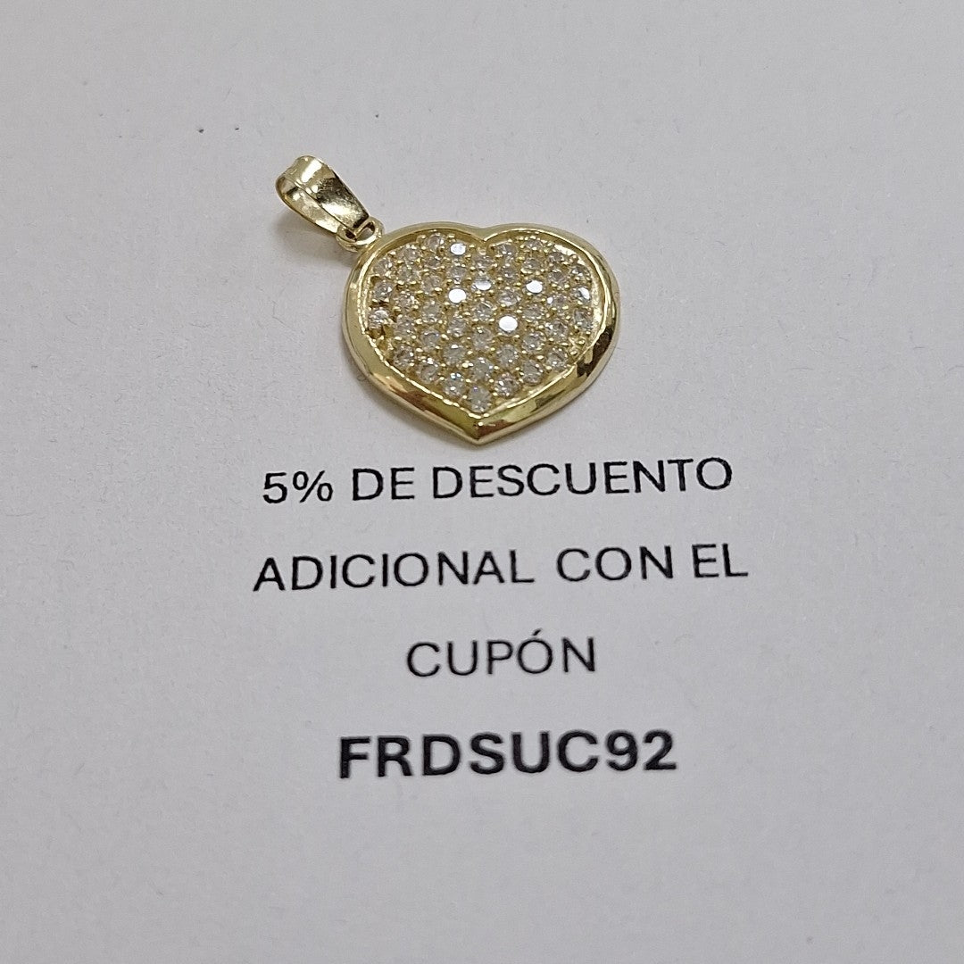 DIJE TEJIDO CORAZON CON CIRCONIAS 14K 1.8 GR (NUEVO)