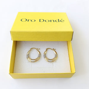 ARETES TEJIDO ARRACADAS COMBINADAS HUECAS 14K 1.8 GR (NUEVO)