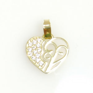 DIJE TEJIDO CORAZON CON CIRCONIAS Y ARBOL DE LA VIDA 14K 0.8 GR (NUEVO)