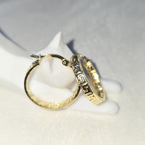 ARETES ARRACADA CON GRECAS 14K 2 GR (NUEVO)