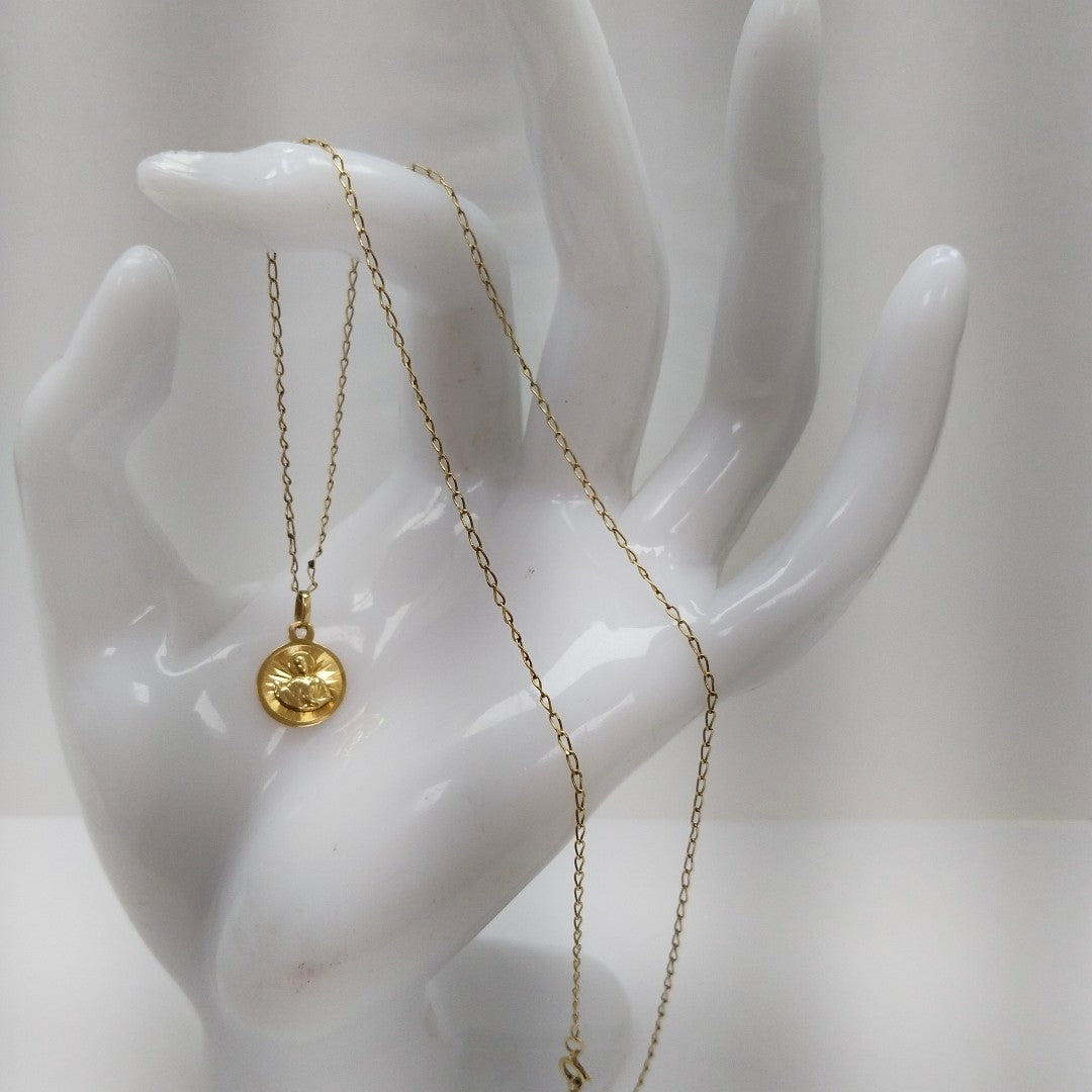 CADENA,MEDALLA RELIGIOSA ORO 10 K 1,60 GRMS (SEMINUEVO)
