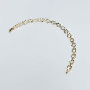 PULSERA ESPECIAL CON CORAZONES 14K 18 CM 4.1 GR (NUEVO)