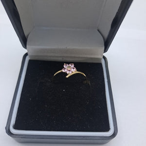 ANILLOS FLOR CON PIEDRA DE COLOR 14K TALLA 9 1 GR (NUEVO)