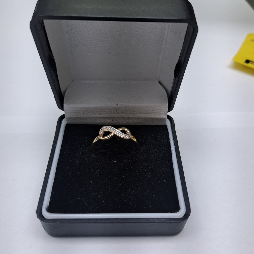 ANILLO ANILLITO FIG INFINITO C CIRCONIAS 14K 8 TALLA 1.8 GR (NUEVO)