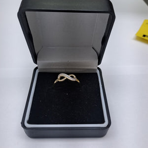 ANILLO ANILLITO FIG INFINITO C CIRCONIAS 14K 8 TALLA 1.8 GR (NUEVO)