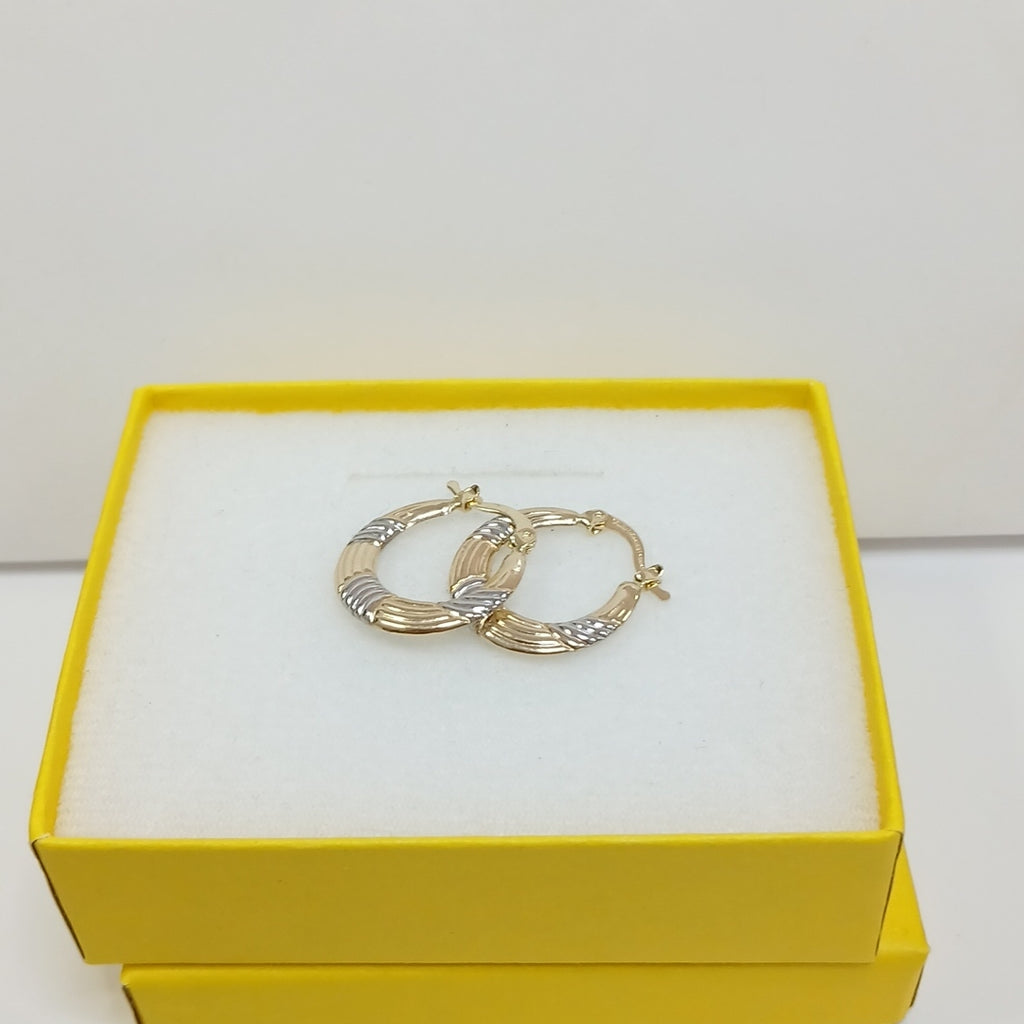 ARETES TEJIDO ARRACADAS COMBINADAS HUECAS 14K 1.8 GR (NUEVO)