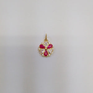 DIJE FLOR CIRCONIAS Y PIEDRAS DE COLOR 14K 2.8 GR (NUEVO)