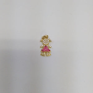 DIJE NIÑA CON CIRCONIAS Y PIEDRAS DE COLOR 10K 1 GR (NUEVO)