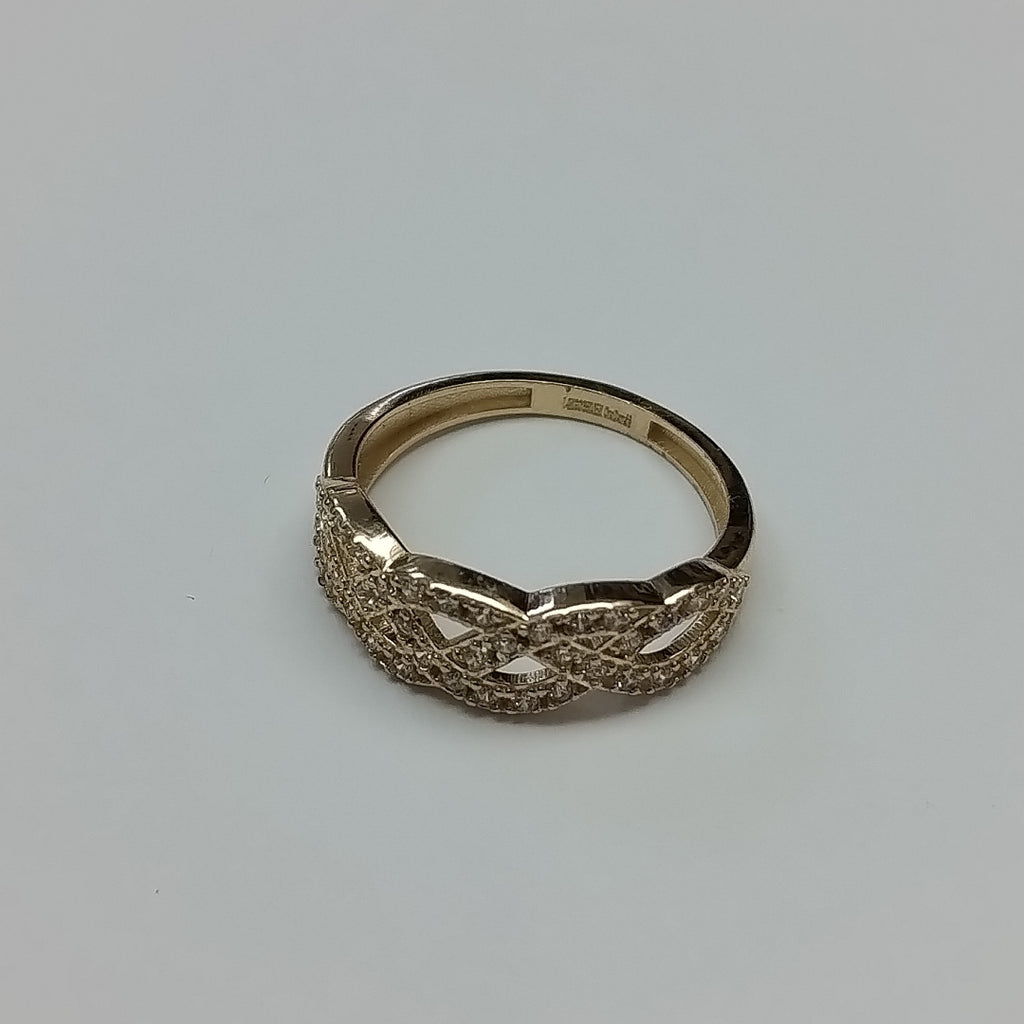 ANILLOS TRENZADO CON CIRCONIAS 14K TALLA 7 2.6 GR (NUEVO)