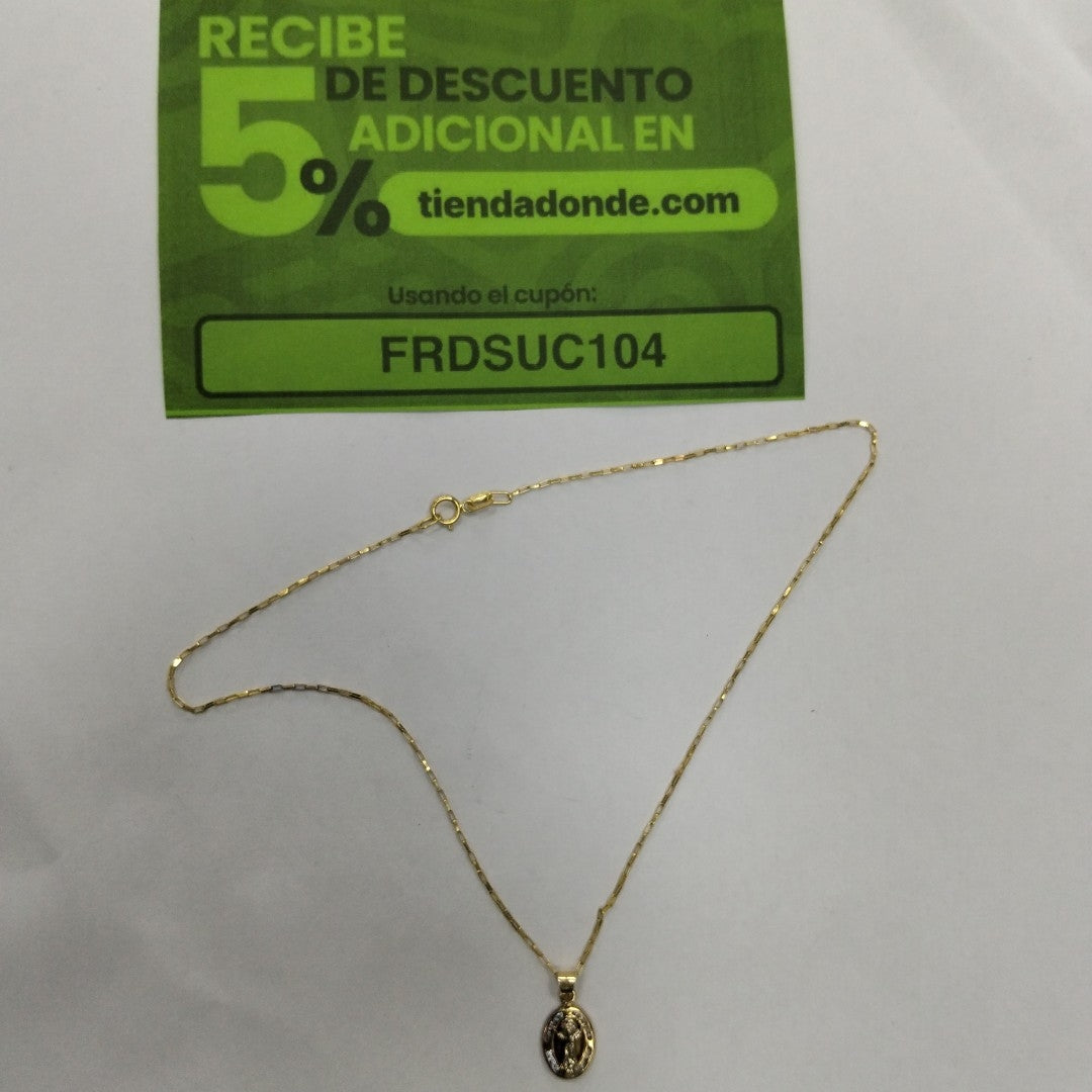 CADENA, MEDALLA RELIGIOSA ORO 14 K 1.6 GRMS (SEMINUEVO)