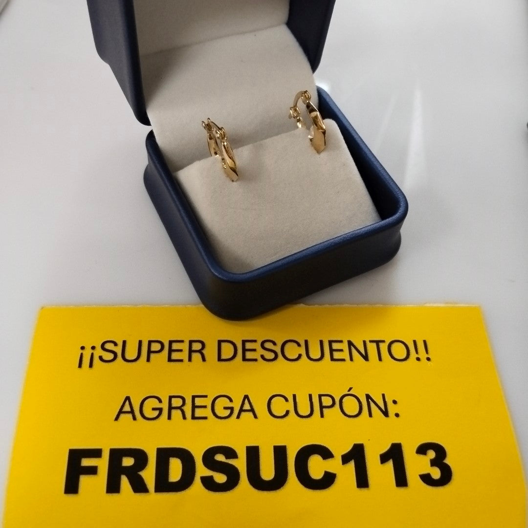 ARETES TEJIDO ARRACADA FACETADA 14K 1.3 GR (NUEVO)