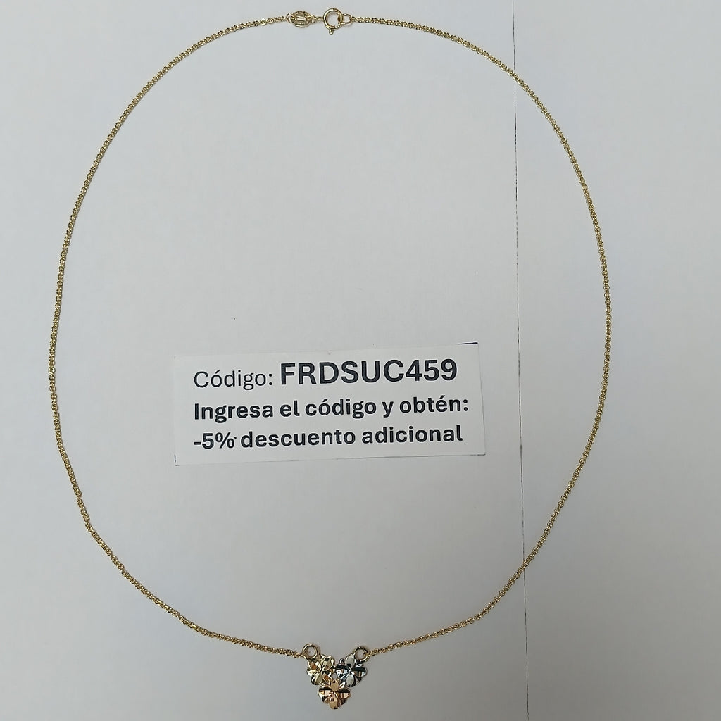 CADENA TEJIDO GARGANTILLA ESPECIAL C FLORES 14K 45 CM 3 GR (NUEVO)