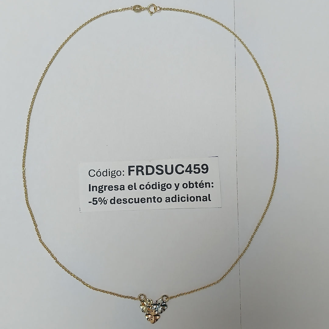 CADENA TEJIDO GARGANTILLA ESPECIAL C FLORES 14K 45 CM 3 GR (NUEVO)