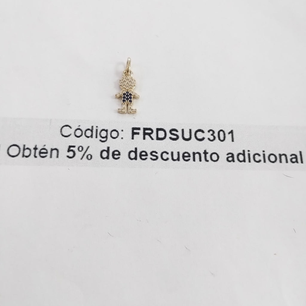 DIJE NIÑO CON CIRCONIAS Y PIEDRAS DE COLOR 10K 0.9 GR (NUEVO)
