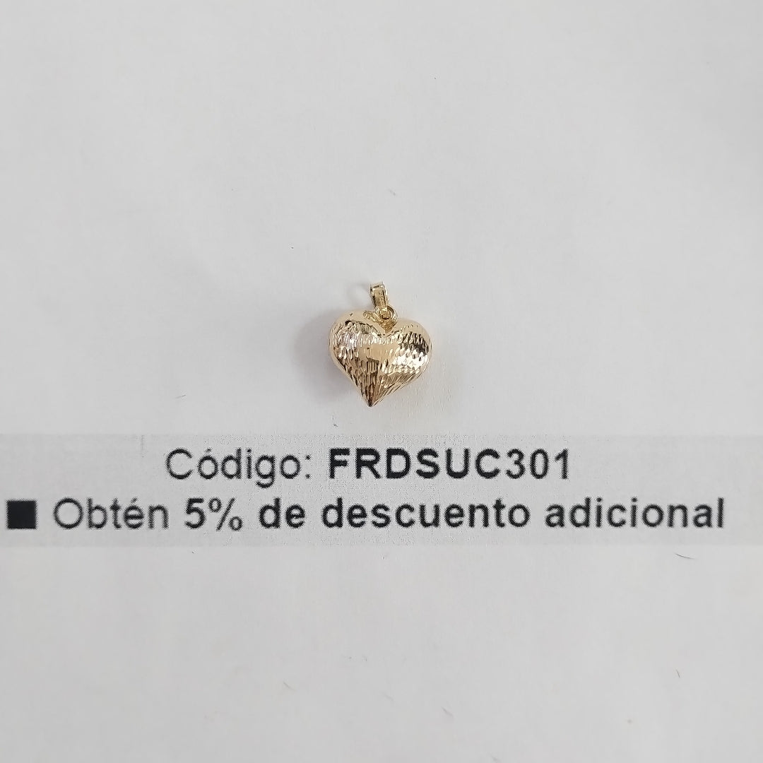 DIJE TEJIDO CORAZON LABRADO 14K 1 GR (NUEVO)