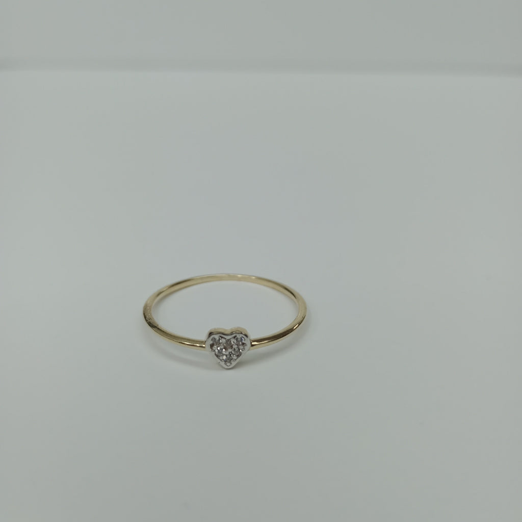 ANILLO ANILLITO CORAZON C CIRCONIA 14K 8 TALLA 0.9 GR (NUEVO)