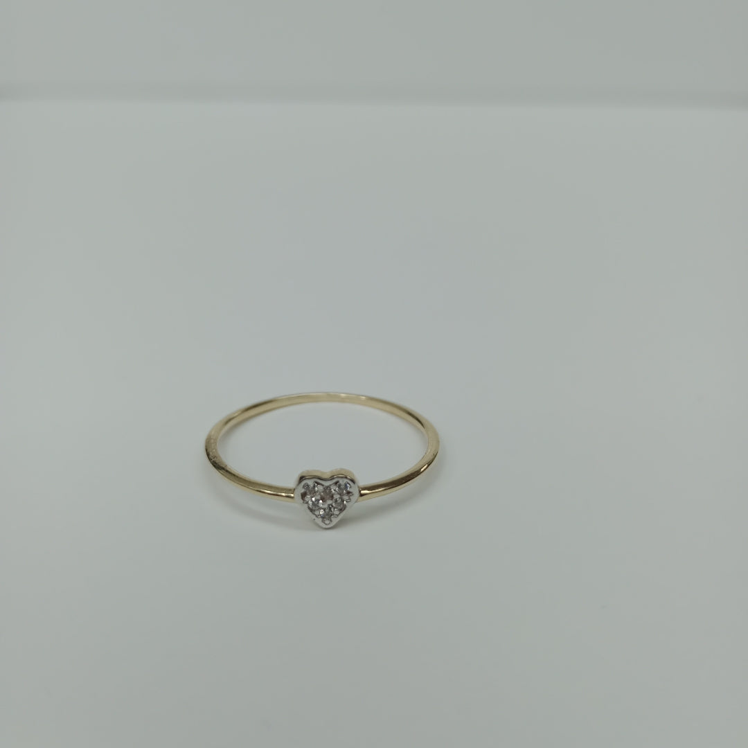 ANILLO ANILLITO CORAZON C CIRCONIA 14K 8 TALLA 0.9 GR (NUEVO)