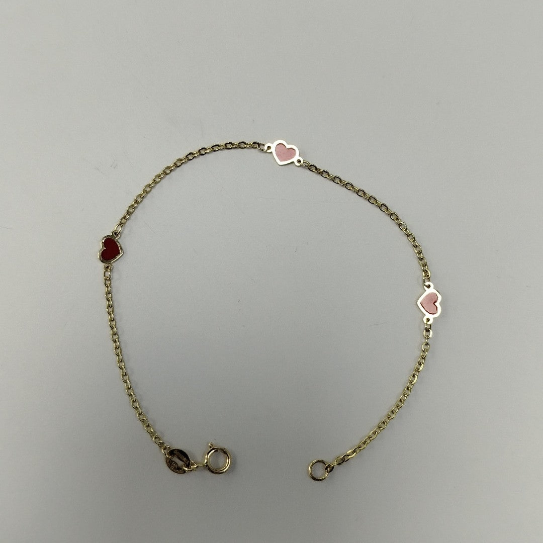 PULSERA ESPECIAL CON CORAZONES 14K 18 CM 1.4 GR (NUEVO)