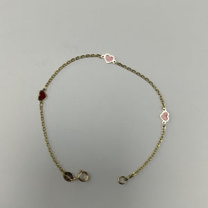 PULSERA ESPECIAL CON CORAZONES 14K 18 CM 1.4 GR (NUEVO)
