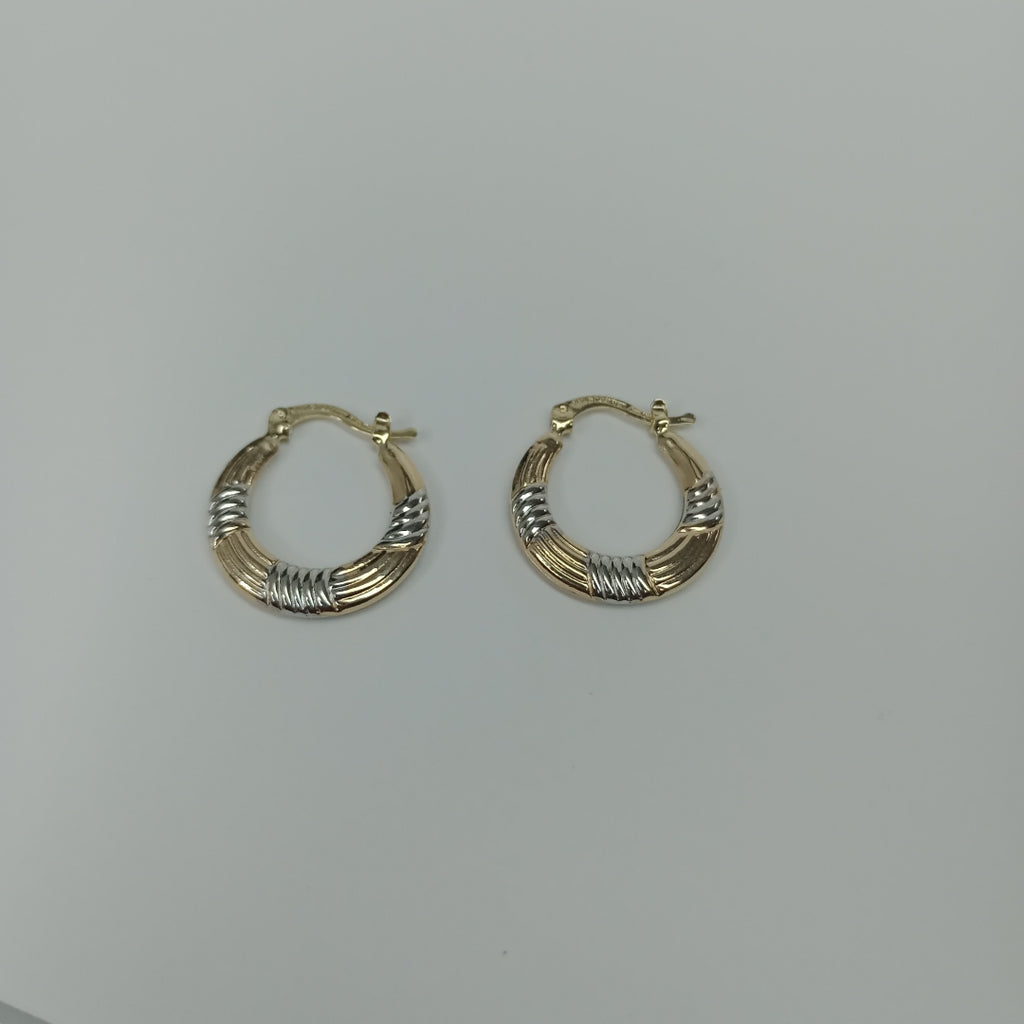 ARETES TEJIDO ARRACADAS COMBINADAS HUECAS 14K 2 GR (NUEVO)