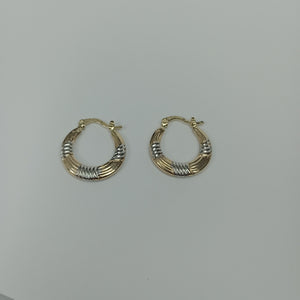 ARETES TEJIDO ARRACADAS COMBINADAS HUECAS 14K 2 GR (NUEVO)