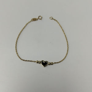 PULSERA TEJIDO ESPECIAL CON FIGURA CORAZON CON ESMALTE AZUL 14K 18 CM 2 GR (NUEVO)