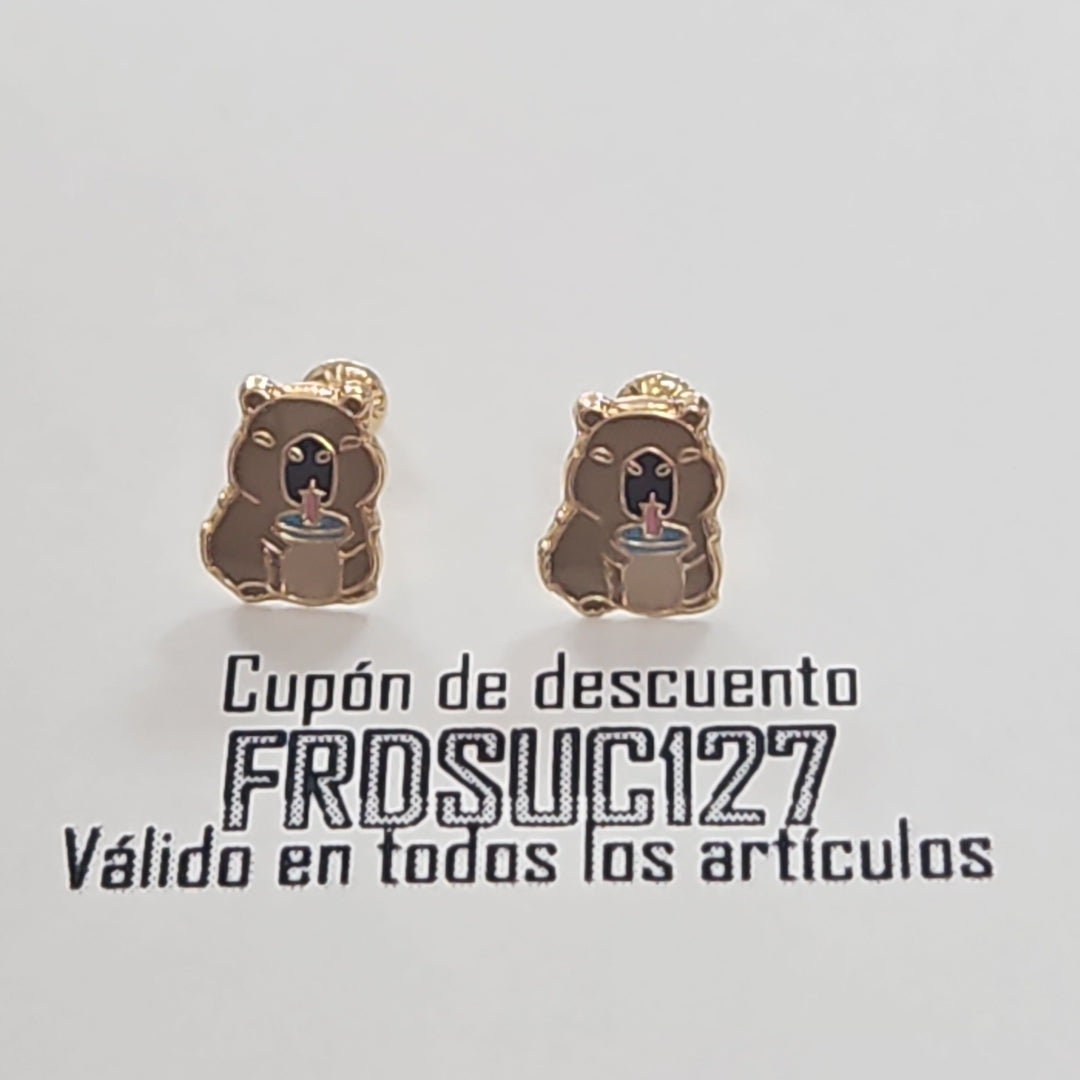 BROQUELES BROQUEL FIG CAPIBARA 14K 0.2657 GR (NUEVO)