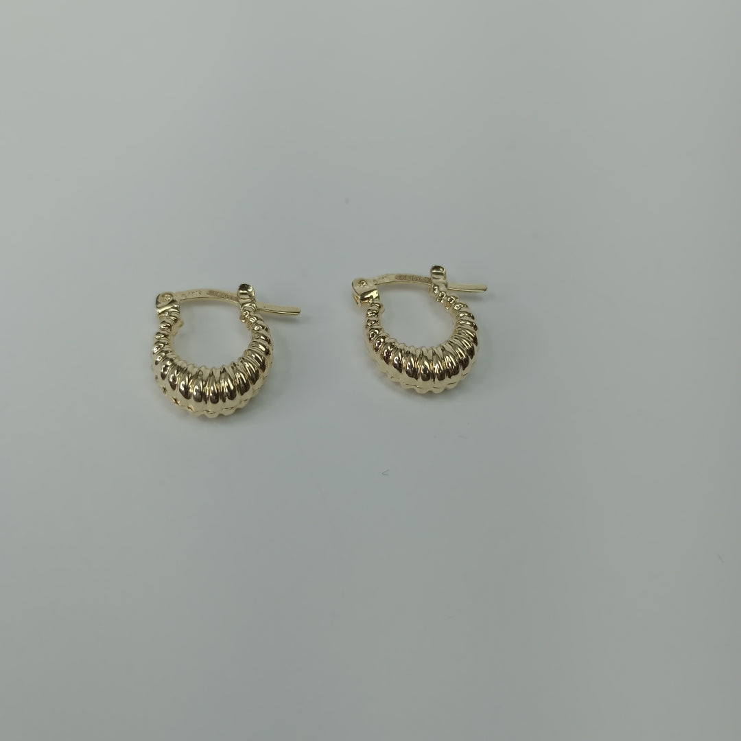 ARETES ARRACADA ESTRIADAS 14K 1.1 GR (NUEVO)