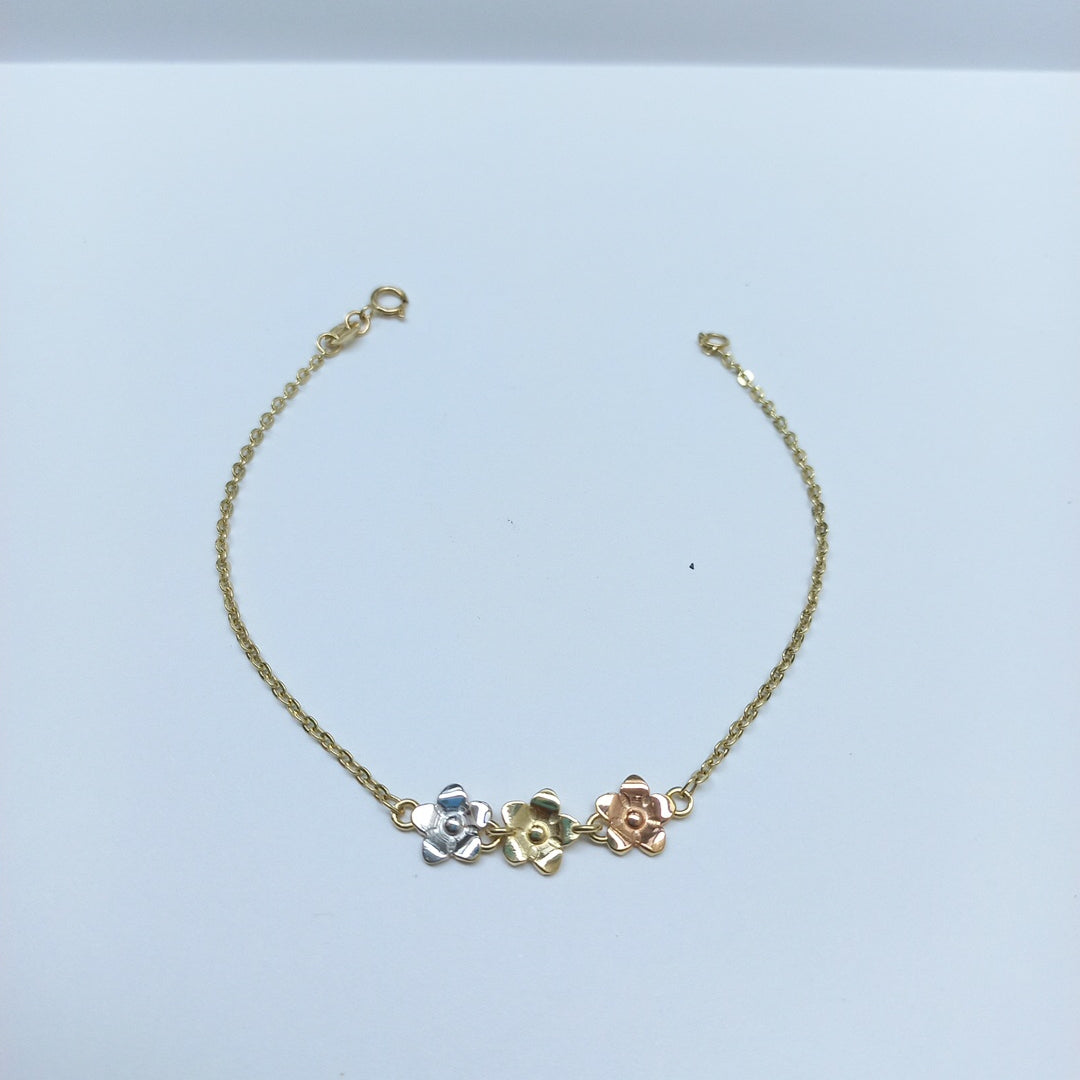 PULSERA TEJIDO ESPECIAL FIG FLORES 14K 18 CM 2 GR (NUEVO)