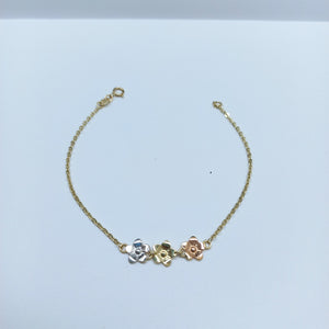 PULSERA TEJIDO ESPECIAL FIG FLORES 14K 18 CM 2 GR (NUEVO)