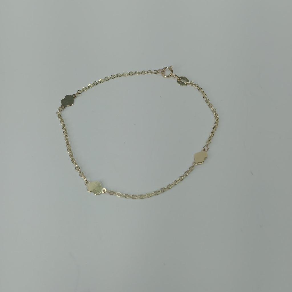 PULSERA TEJIDO ESPECIAL FIG CORAZONES 14K 18 CM 1.3 GR (NUEVO)
