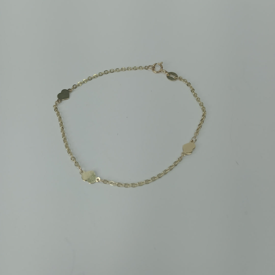 PULSERA TEJIDO ESPECIAL FIG CORAZONES 14K 18 CM 1.3 GR (NUEVO)