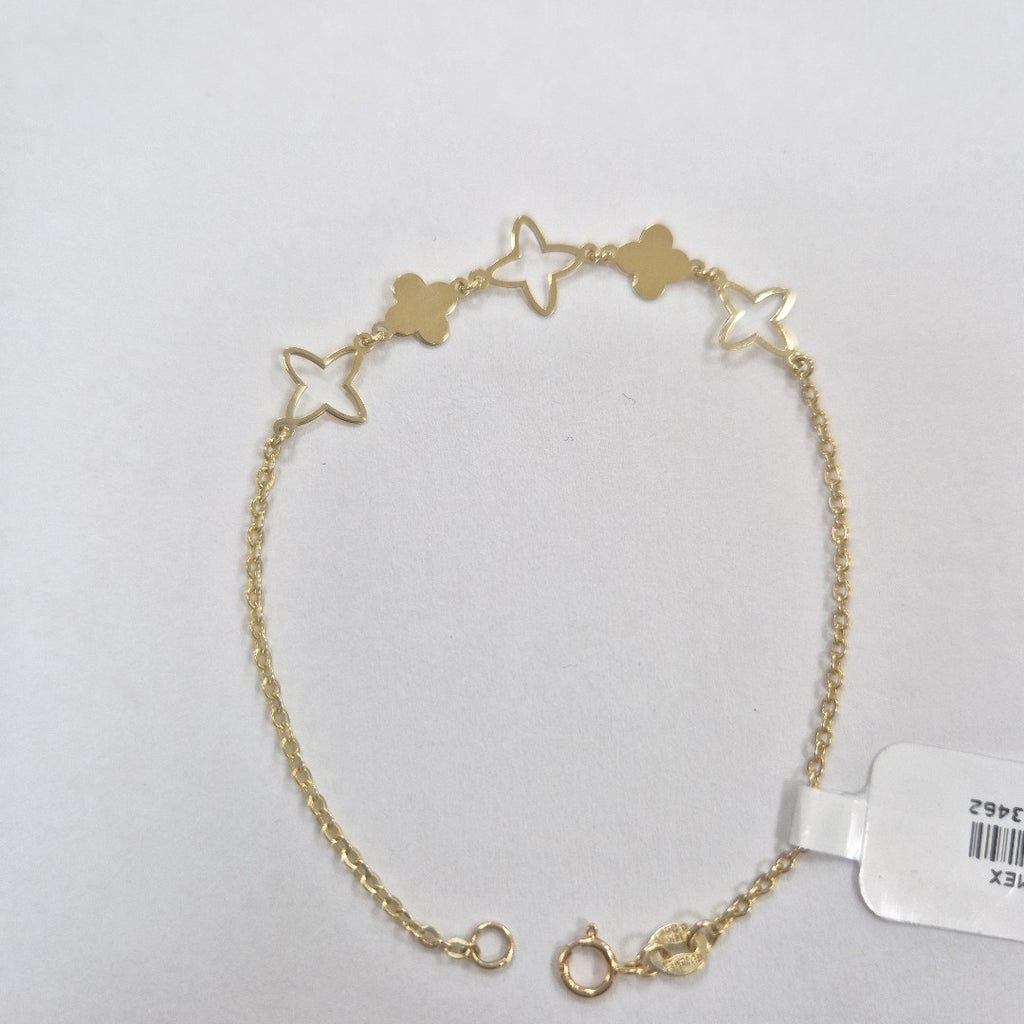 PULSERA TEJIDO ESP CON TREBOL 14K 18 CM 1.6 GR (NUEVO)
