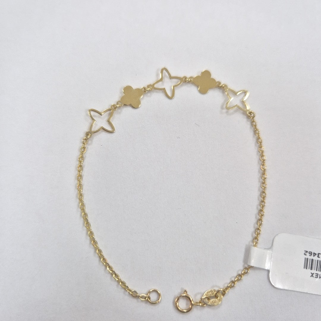 PULSERA TEJIDO ESP CON TREBOL 14K 18 CM 1.6 GR (NUEVO)