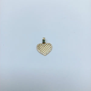 DIJE TEJIDO CORAZON CON CERCO DE CIRCONIAS 14K 1.2 GR (NUEVO)