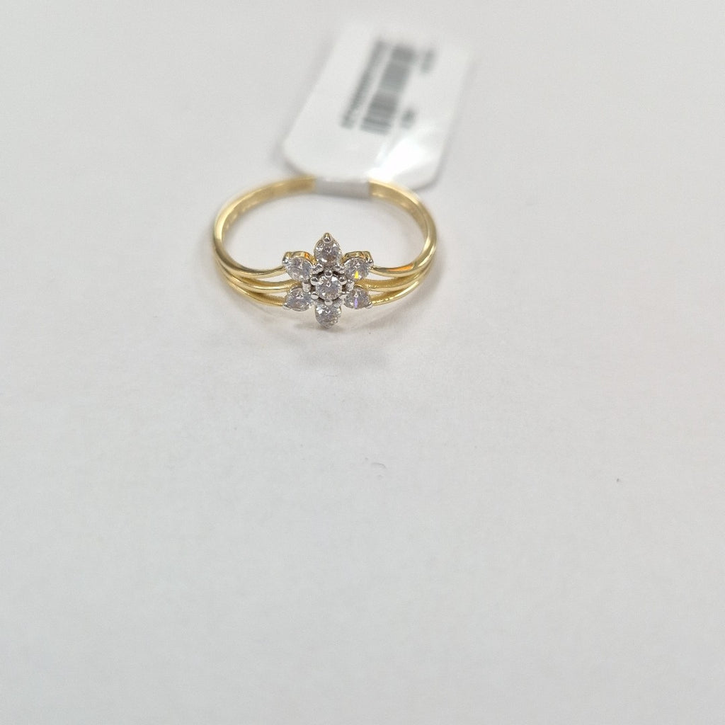 ANILLO ANILLITO FLOR C CIRCONIAS 14K 7 TALLA 1.3 GR (NUEVO)