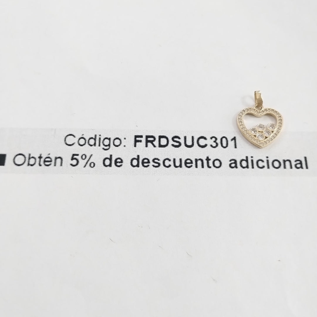 DIJE CORAZON CON CIRCONIAS 14K 1.6 GR (NUEVO)