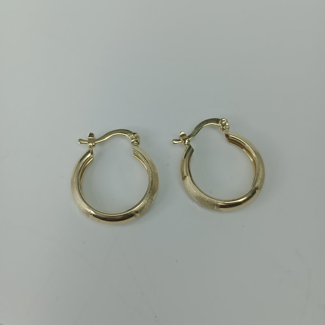 ARETES TEJIDO ARRACADA SATINADA 14K 2.5 GR (NUEVO)