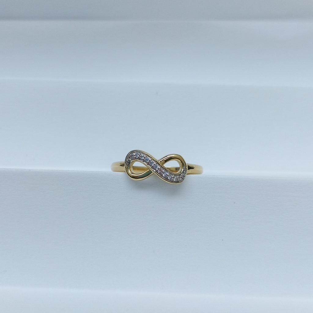 ANILLO ANILLITO FIG INFINITO C CIRCONIAS 14K 9 TALLA 1.9 GR (NUEVO)