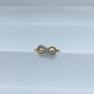 ANILLO ANILLITO FIG INFINITO C CIRCONIAS 14K 9 TALLA 1.9 GR (NUEVO)