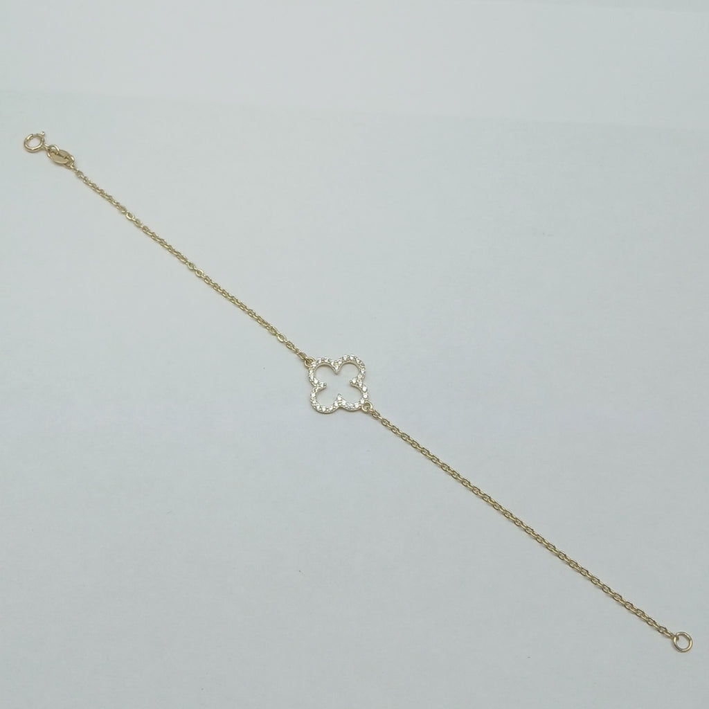 PULSERA TEJIDO ESPECIAL C CIRCONIAS 14K 18 CM 1.8 GR (NUEVO)