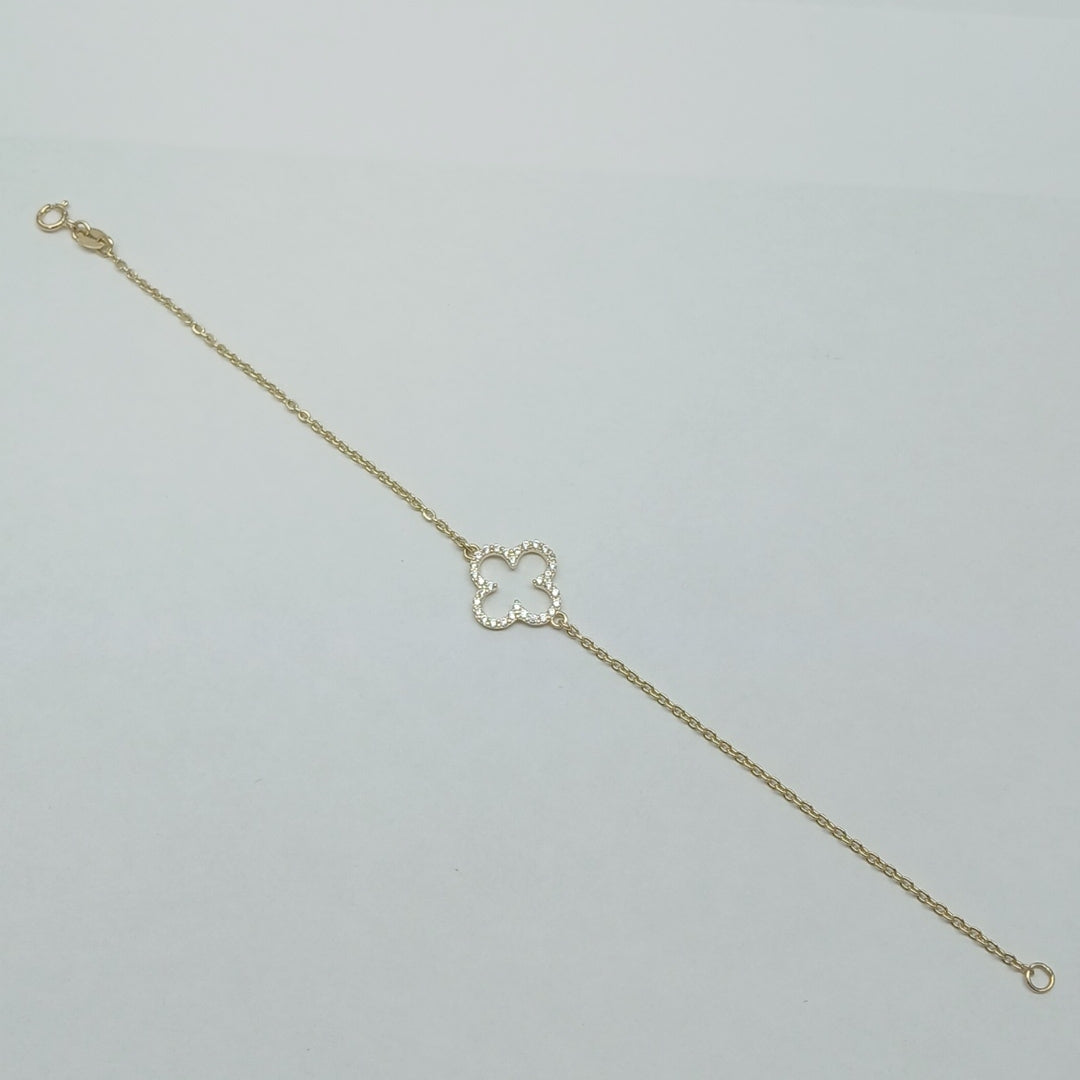 PULSERA TEJIDO ESPECIAL C CIRCONIAS 14K 18 CM 1.8 GR (NUEVO)