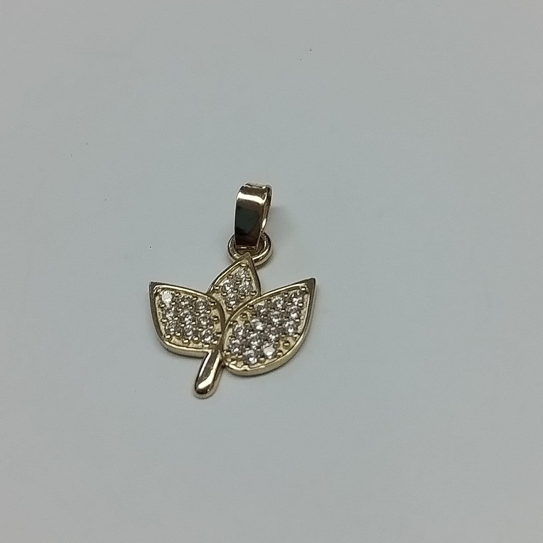 DIJE TEJIDO HOJAS CON CIRCONIAS 14K 1 GR (NUEVO)