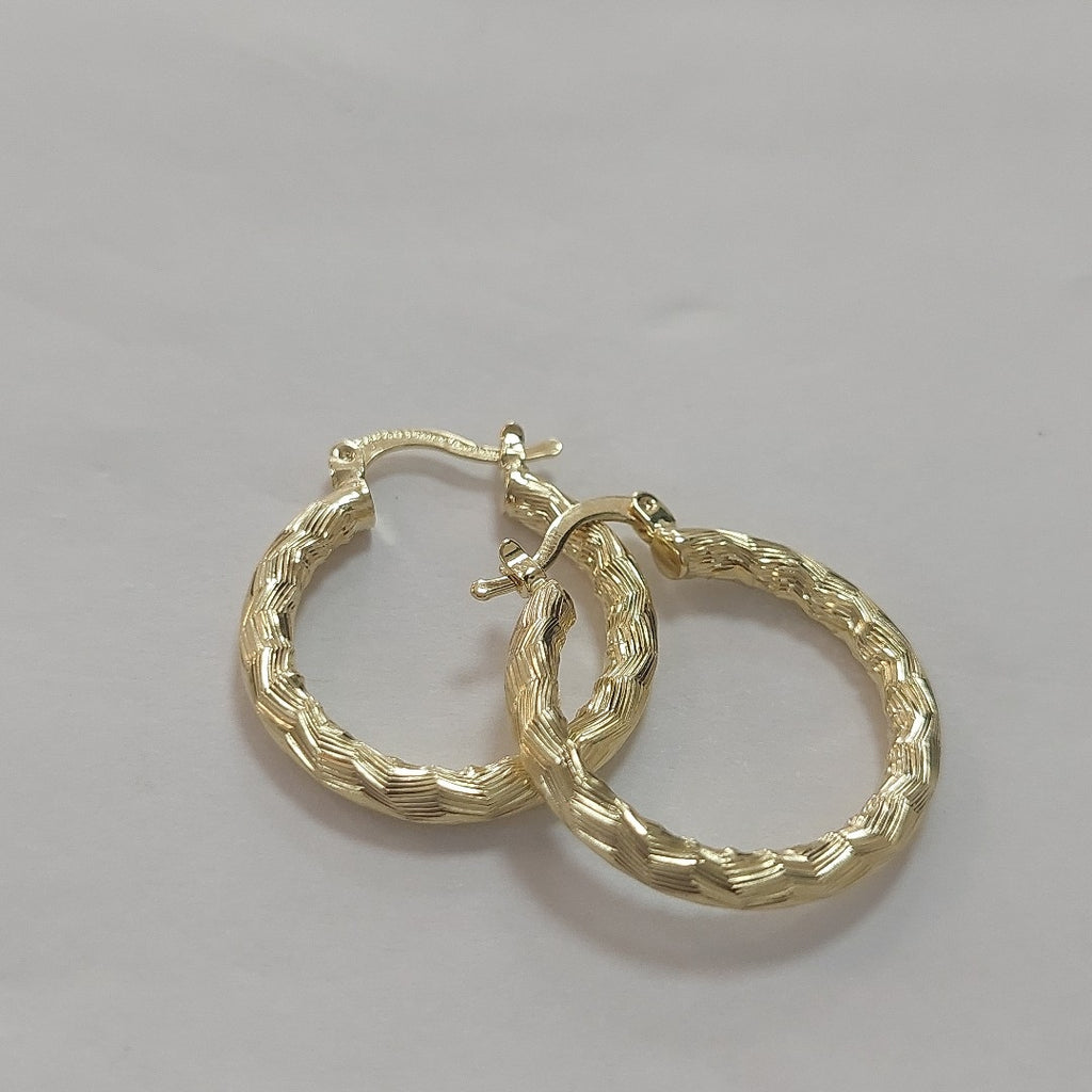 ARETES TEJIDO ARRACADA LABRADA 14K 2.6 GR (NUEVO)
