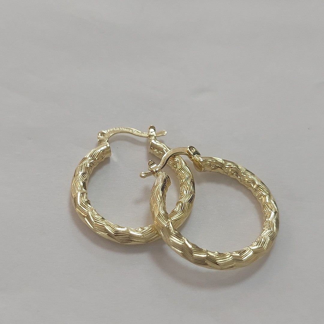 ARETES TEJIDO ARRACADA LABRADA 14K 2.6 GR (NUEVO)